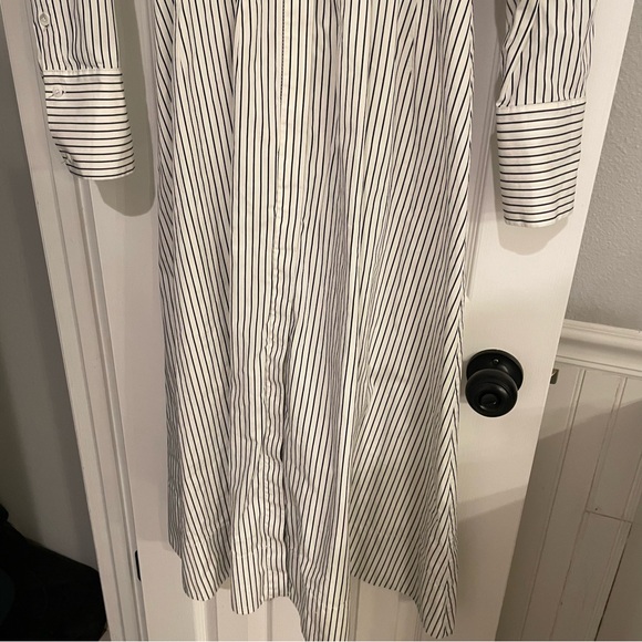STAUD Lorenza Ivory Micro Stripe Shirt Midi Dress Button Front Size Small - Picture 11 of 15